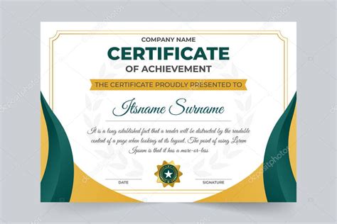 Certificado De Logro Y Diploma De Diseño Con Colores Dorado Y Verde