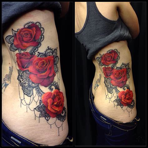 Roses And Lace Tattoo By Gregoriokun D Gbpcq Lace