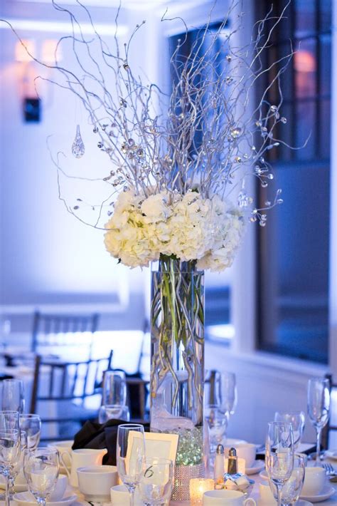 tall hydrangea and branch centerpieces