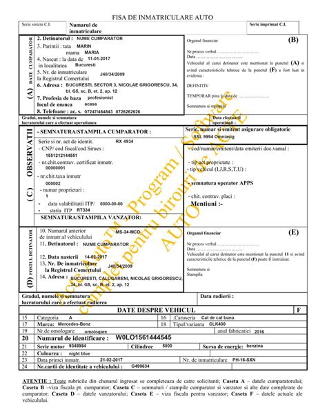 Fisa De Inmatriculare Model De Completat Hot Sex Picture
