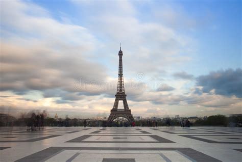 View Of The Eiffel Tower With Dramatic Sky From Trocadero
