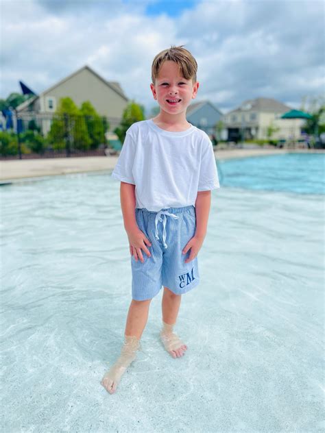 Boys Seersucker Lined Bathing Suit Toddler Boys Swim Suit Etsy