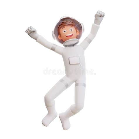 3d Illustration Spaceman Astronaut Happy Jump Stock Illustration