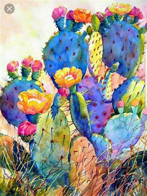 Art And Illustration Illustration Cactus Watercolor Cactus