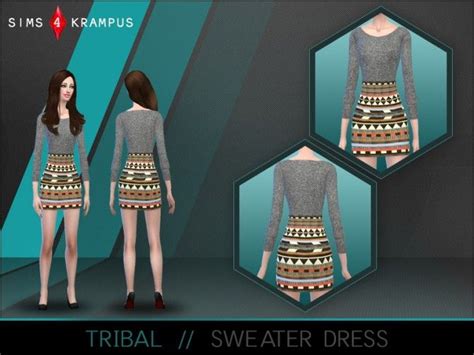 Tribal Sweater Dress At Sims 4 Krampus With Images Tribal Sweater