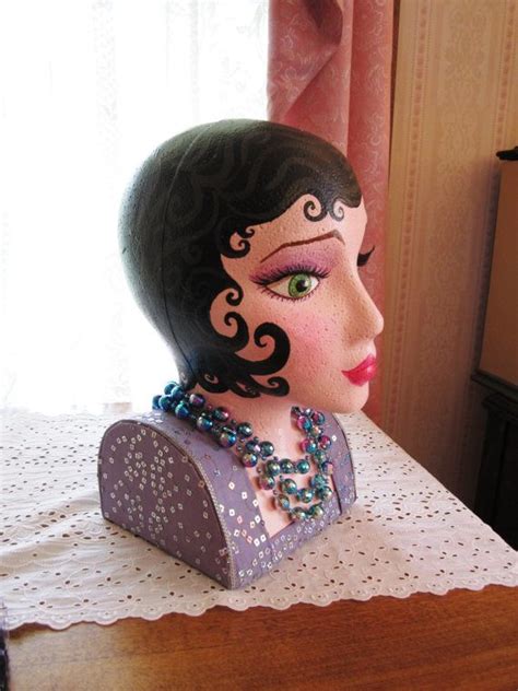 Decorative Lady Mannequin Head Hand Painted Styrofoam By Niknakia