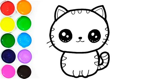 Como Dibujar Y Colorear Un Lindo Gato Learn Colors Dibujos Fáciles