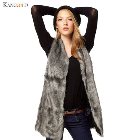 buy newly stylish fur vest coat luxury faux fox warm women coat vests winter