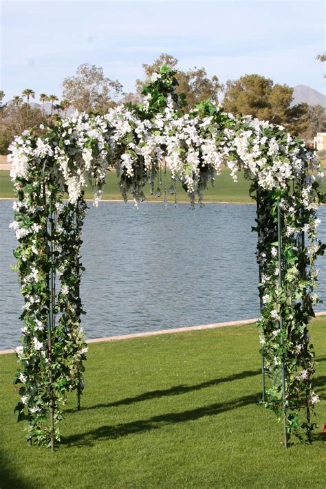 Outdoor Wedding Backdrop Gazebo Ivy Vines White Flowers Hanging