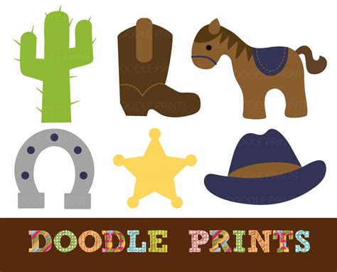 Digital Clip Art Printable Cowboy Western Clipart Design