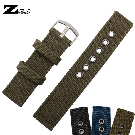 Canvas Watch Band 20mm 22mm 24mm Thick Watchband Wristwatch Strap Black