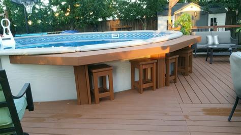 Above Ground Pool Deck Ideas With Bar Above Ground Pool Ideas That