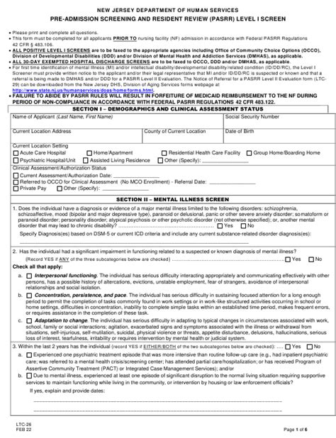 Form Ltc 26 Download Printable Pdf Or Fill Online Pre Admission