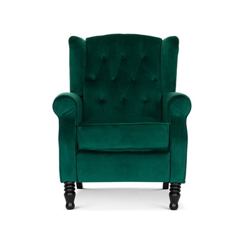 Velvet Emerald Green Marianna Recliner Wingback Chair Stunning Chairs