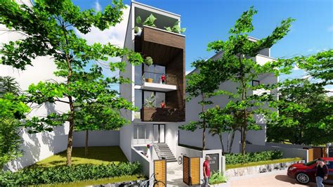 Sketchup 4 Stories Narrow House Design House Size 44x16m