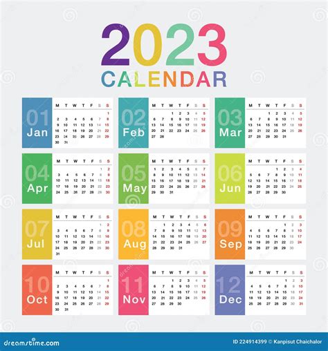 Free Colorful 2023 Calendar Vector Calendar Printables Calendar Riset