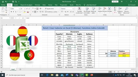 Reto 3 Excel Avanzado Crear Traductor De 5 Idiomas En Excel Con Las