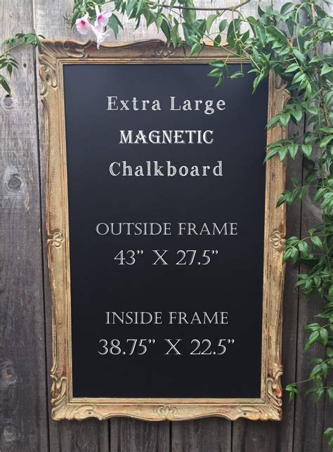 Extra Large Vintage Rustic Gold Ornate Framed Magnetic Chalkboard