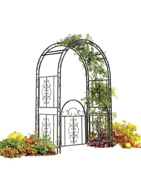 Montebello Decorative Garden Arbor Trellis With Gate