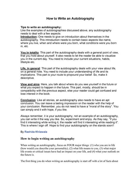 How long should an autobiography be? ️ Autobiography essay template. 40 Autobiography Examples ...