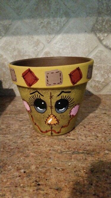 Painted Scarecrow Clay Pot Painted Clay Pots Clay Pot Crafts Clay