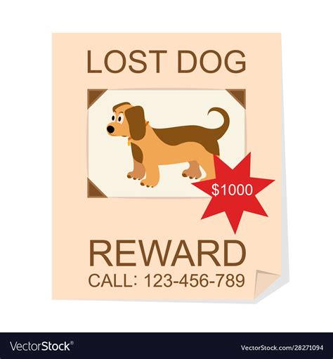 Cartoon Color Lost Dog Ad Poster Card Royalty Free Vector