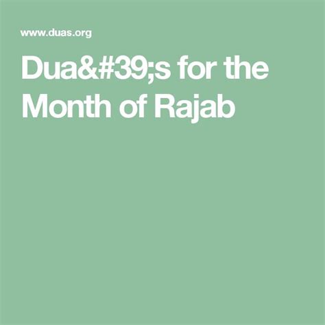 Duas For The Month Of Rajab Dua Months Knowledge