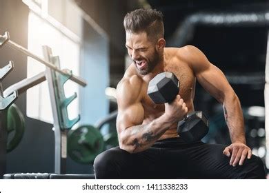 Hard Strength Workout Naked Bodybuilder Exercising Stock Photo Shutterstock