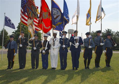 A Multi Service Color Guard Made Up Of Us Military Personnel And