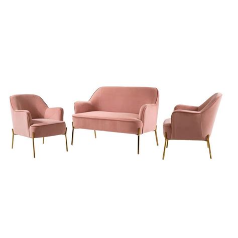 Jayden Creation Alita 3 Piece Pink Living Room Set Sf01276154a S2 Pink