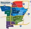 Houston quartier de la carte - carte de Houston quartiers (Texas - USA)
