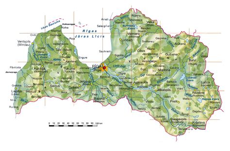 Grande topográfico mapa de Letonia | Letonia | Europa ...