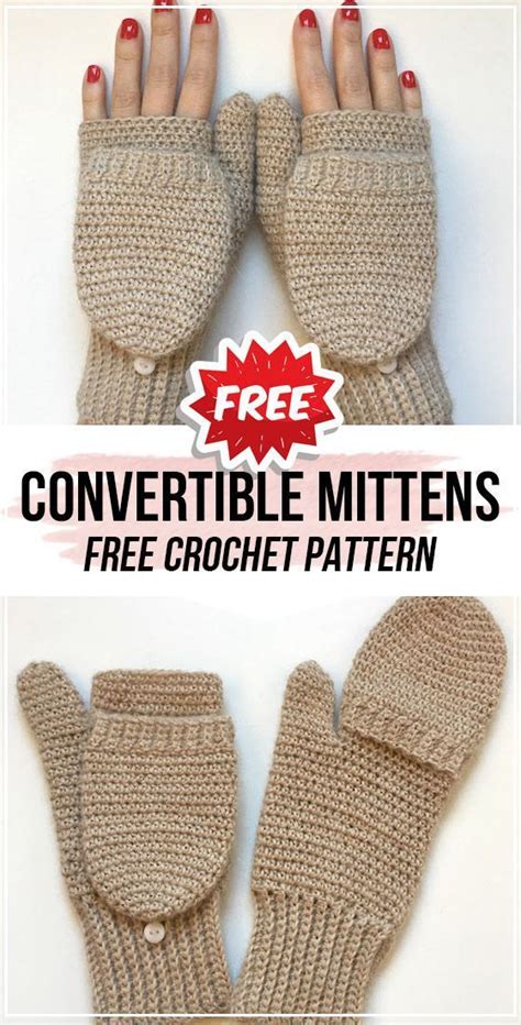 Crochet Convertible Crochet Mittens Free Pattern Crochet Mittens