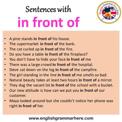 Sentences With In Front Of In Front Of In A Sentence In English