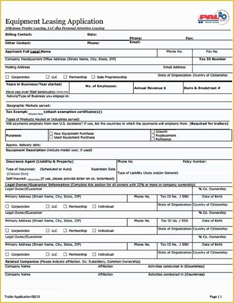 Free Fillable Form Templates Of 8 Equipment Lease Request Form
