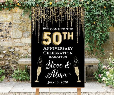 50th Wedding Anniversary Welcome Sign Golden Anniversary Etsy