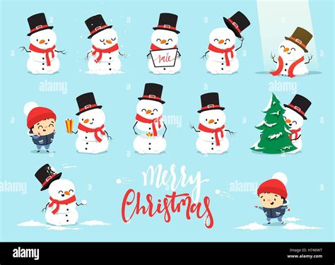 Snowman Christmas Character Cartoon Cute White Snowman Attributes Of