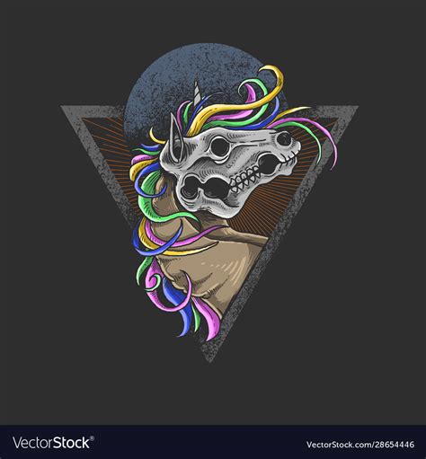 Dark Unicorn Skull Rainbow Royalty Free Vector Image
