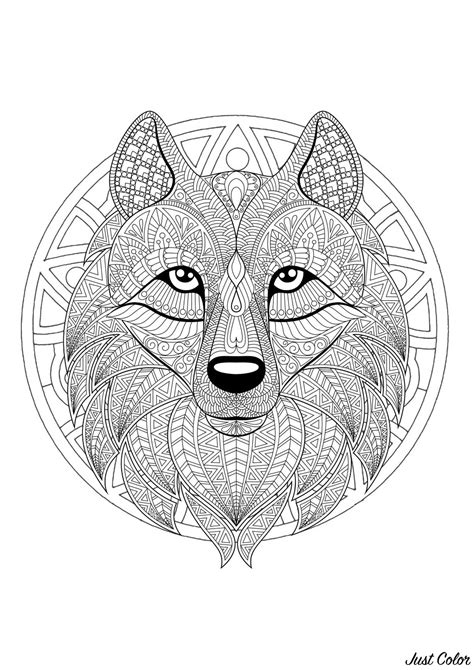 Complex Mandala Coloring Page With Complex Wolf Head 2