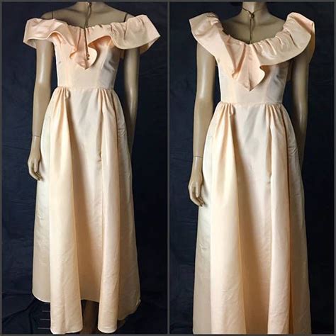 Vintage 80s Bridesmaid Dress 80s Prom Dress Peach Ruffle Top Etsy
