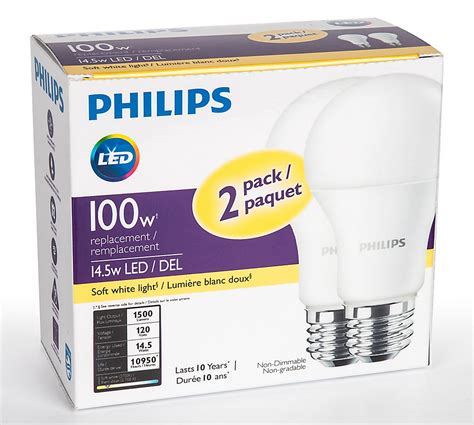 Philips 100w Equivalent Soft White 2700k A19 Led Light Bulb 2 Pack