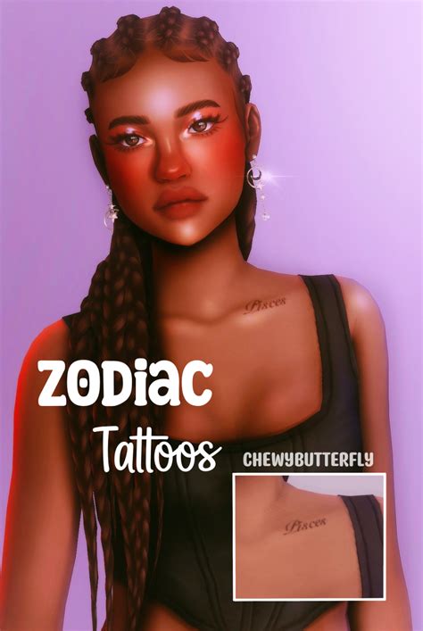 Zodiac Tattoos ♥ Chewybutterfly Sims Hair Sims 4 Tattoos Free Sims 4