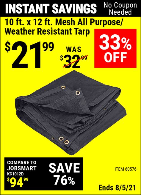Hft 10 Ft X 12 Ft Mesh All Purposeweather Resistant Tarp For 2199