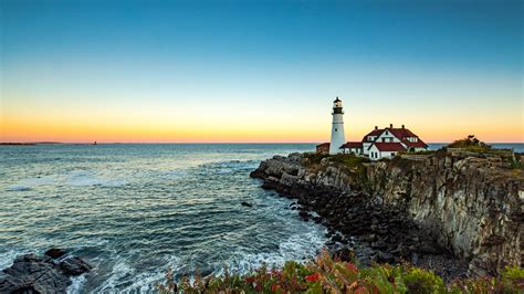 Beautiful Nature Picture With Portland Head Light In Maine