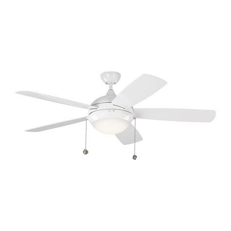 52 Inch Outdoor 5 Blade Ceiling Fan With Light Kit In White With White