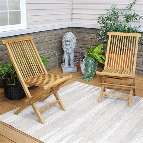 Sunnydaze Hyannis Solid Teak Outdoor Folding Dining Chair Light Wood