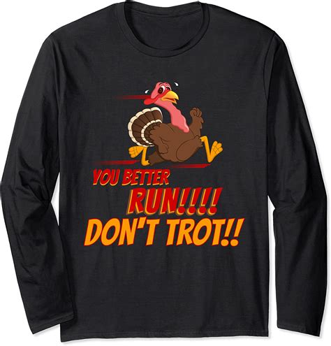 Funny Turkey Trot Shirt Graphic Thanksgiving Long Sleeve T Shirt Uk Fashion