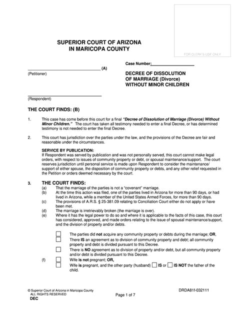 Arizona Dissolution Of Marriage Records Fill Out Sign Online Dochub