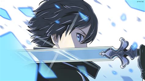 Black Hair Blue Eyes Kirito Sword Art Online Sword Wallpaper
