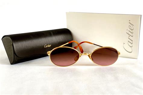 vintage 1997 cartier saturne trinity 22k gold sunglasses new old stock including cartier case